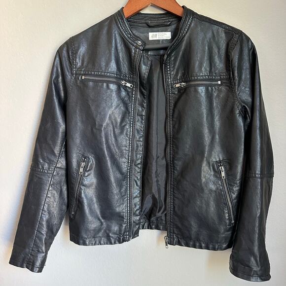 H&M Riverdale Black Faux Leather Jacket South Side Serpents Halloween Size XS - Picture 3 of 9